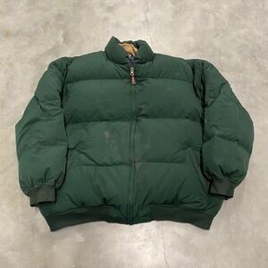 Polo Ralph Lauren Down Puffer Jacket Green Full Zip Embroidered Pony Men's XXL